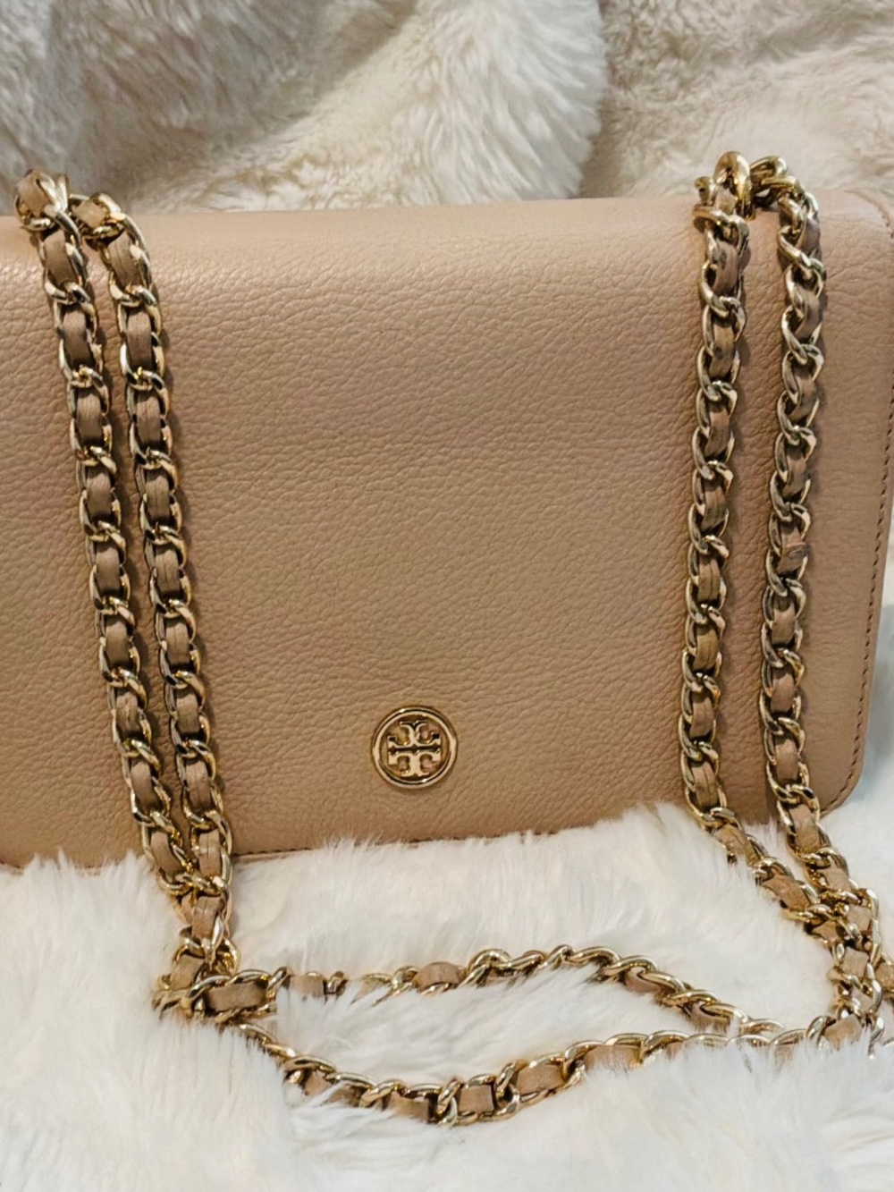 Tory Burch Carter Convertible Leather Shoulder Bag - Nude/Blush